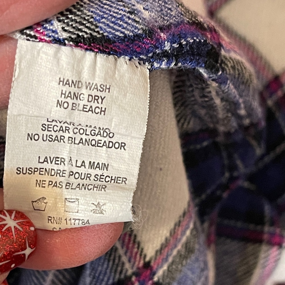 Rails Hunter Plaid Button Down Shirt Blue Pink Contrasting Sleeves Boho Large - Picture 8 of 9